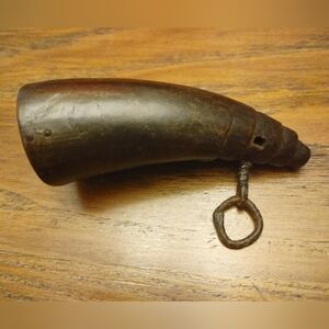 Men's Powder Horn antique Colonial handmade hand wrought (142)